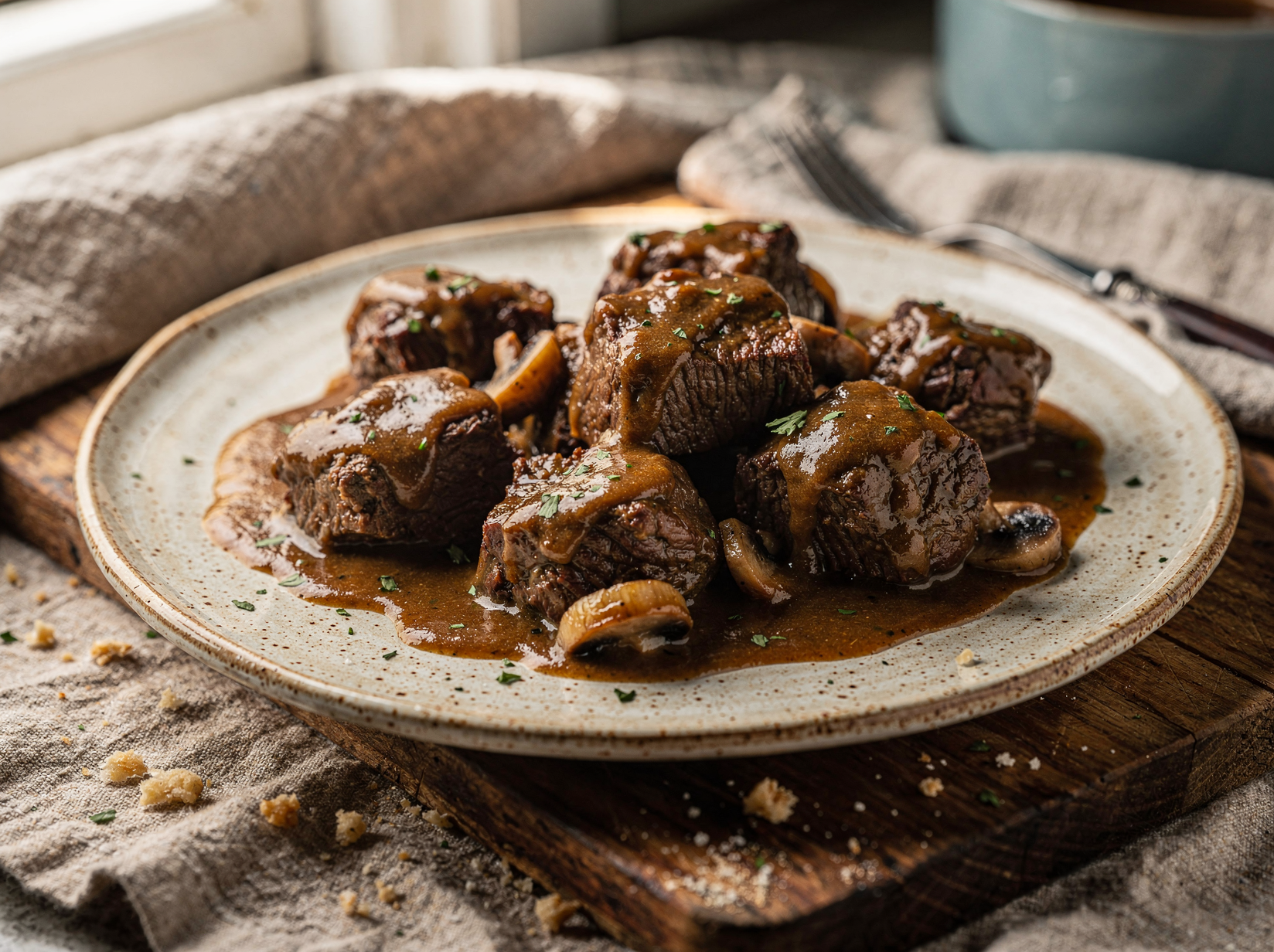 Slow Cooker Beef Tips and Gravy