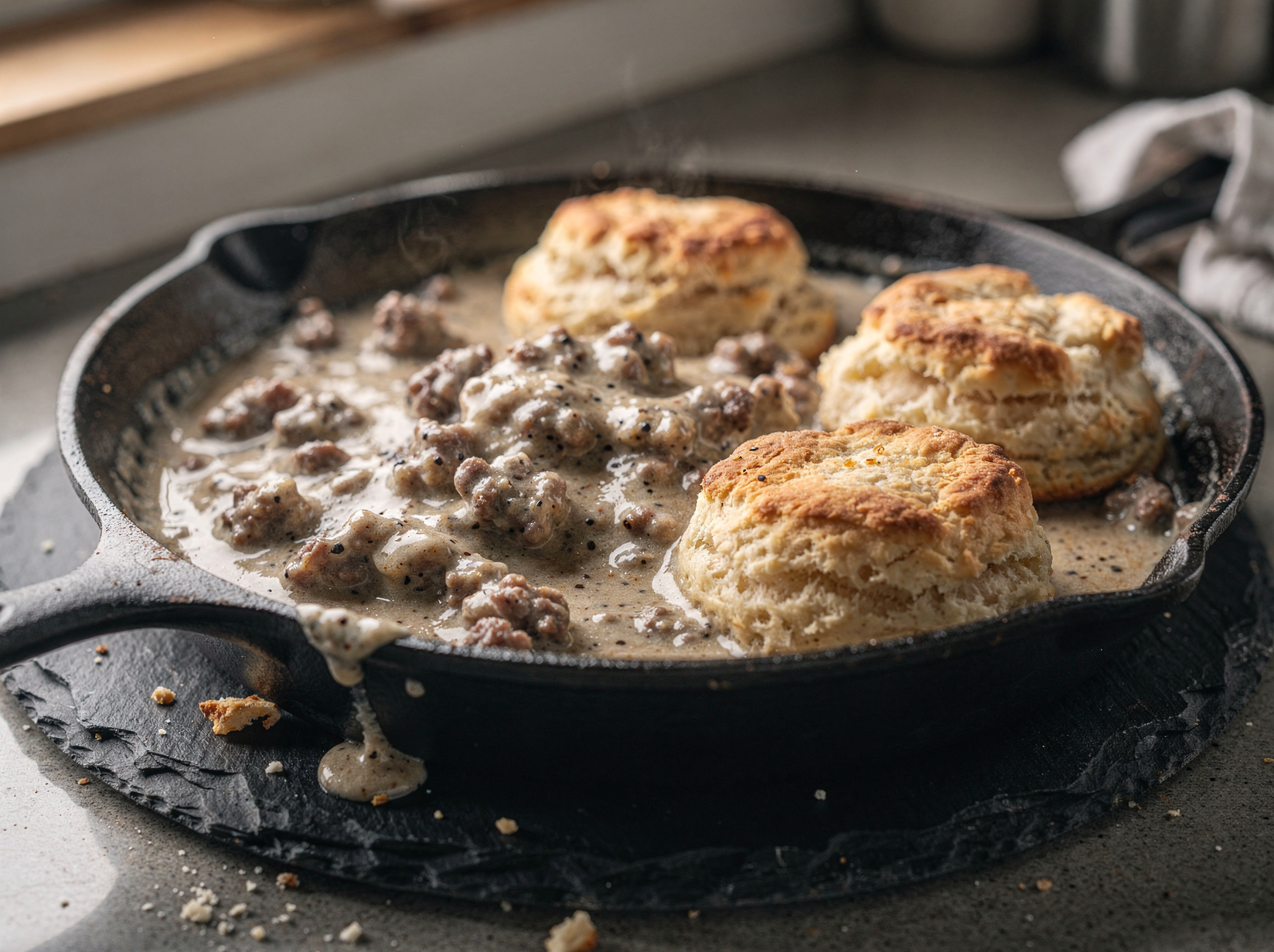 Sausage Gravy and Biscuits