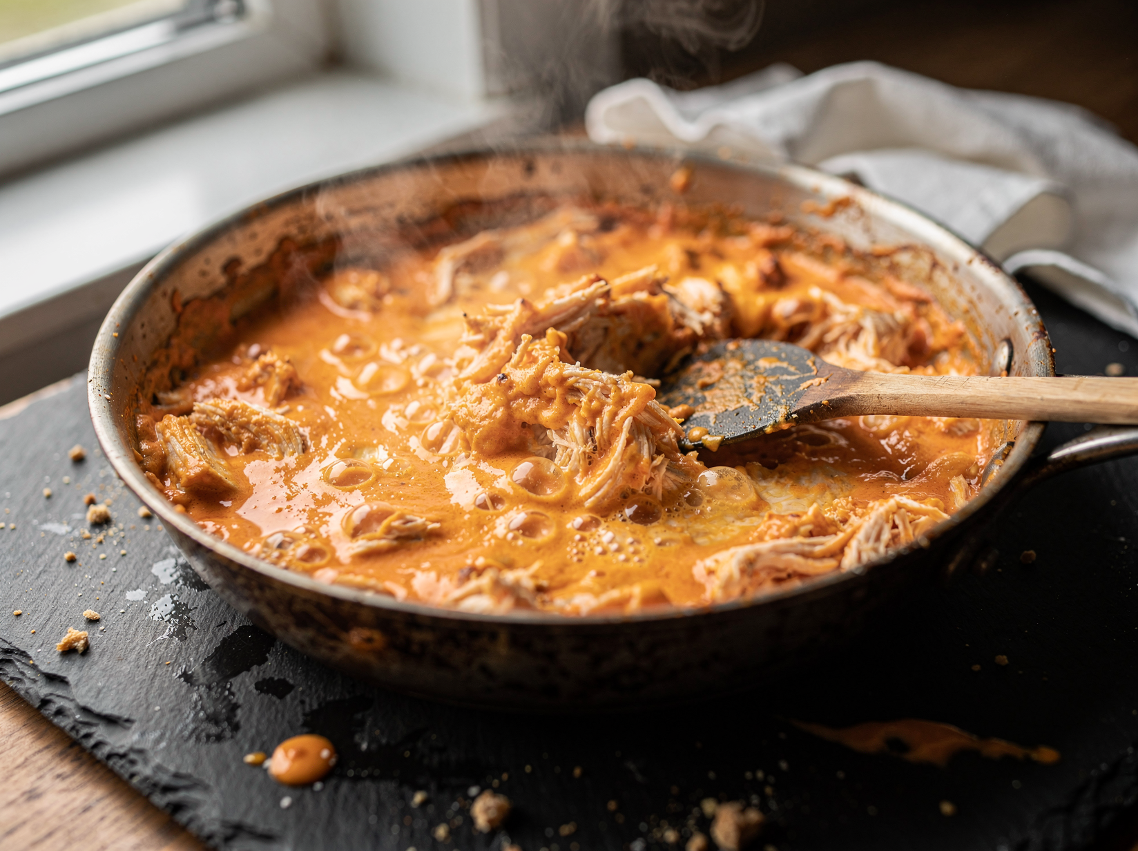 Fold in the chicken and cheese