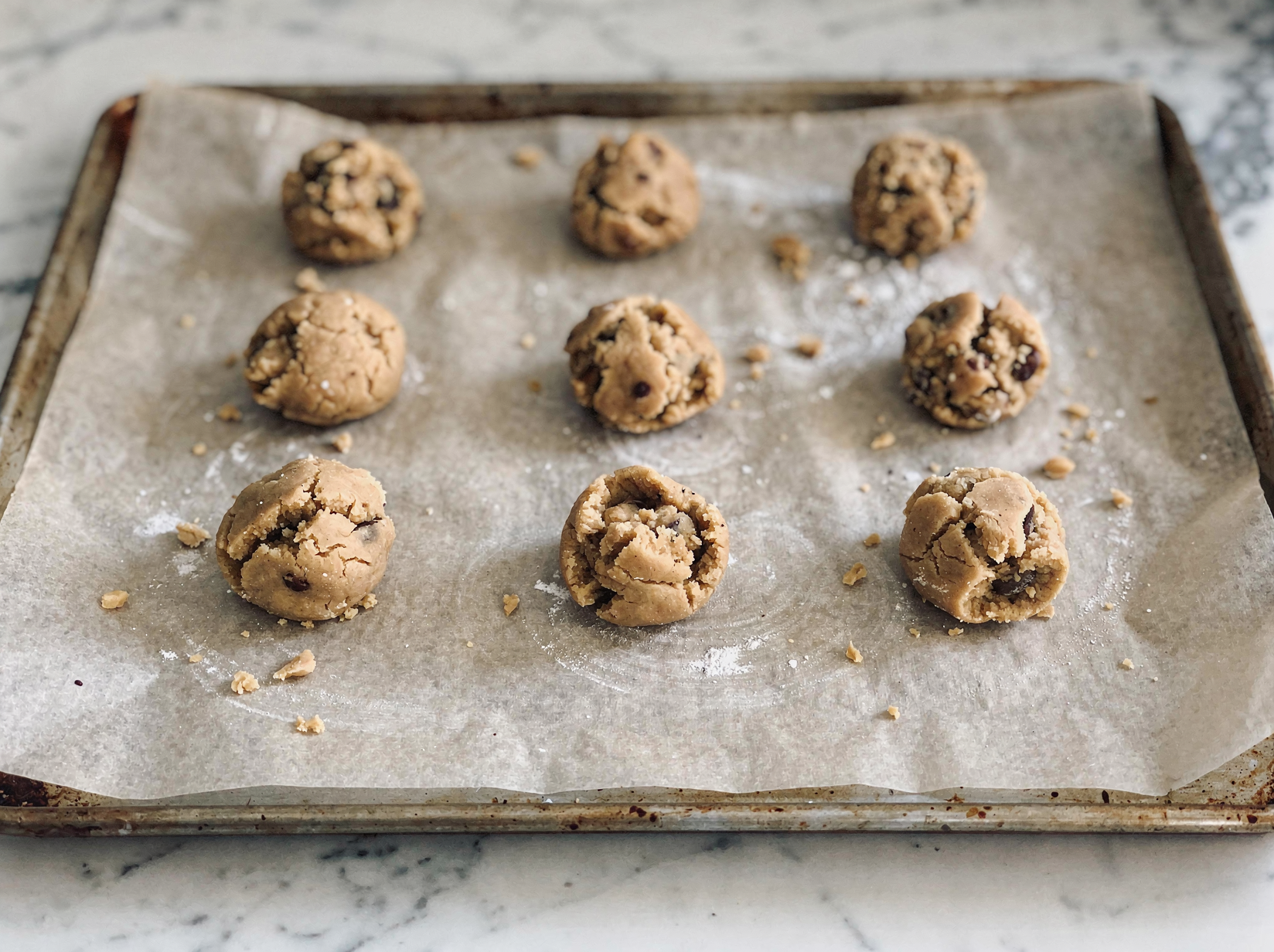 Fold in the flour and chocolate