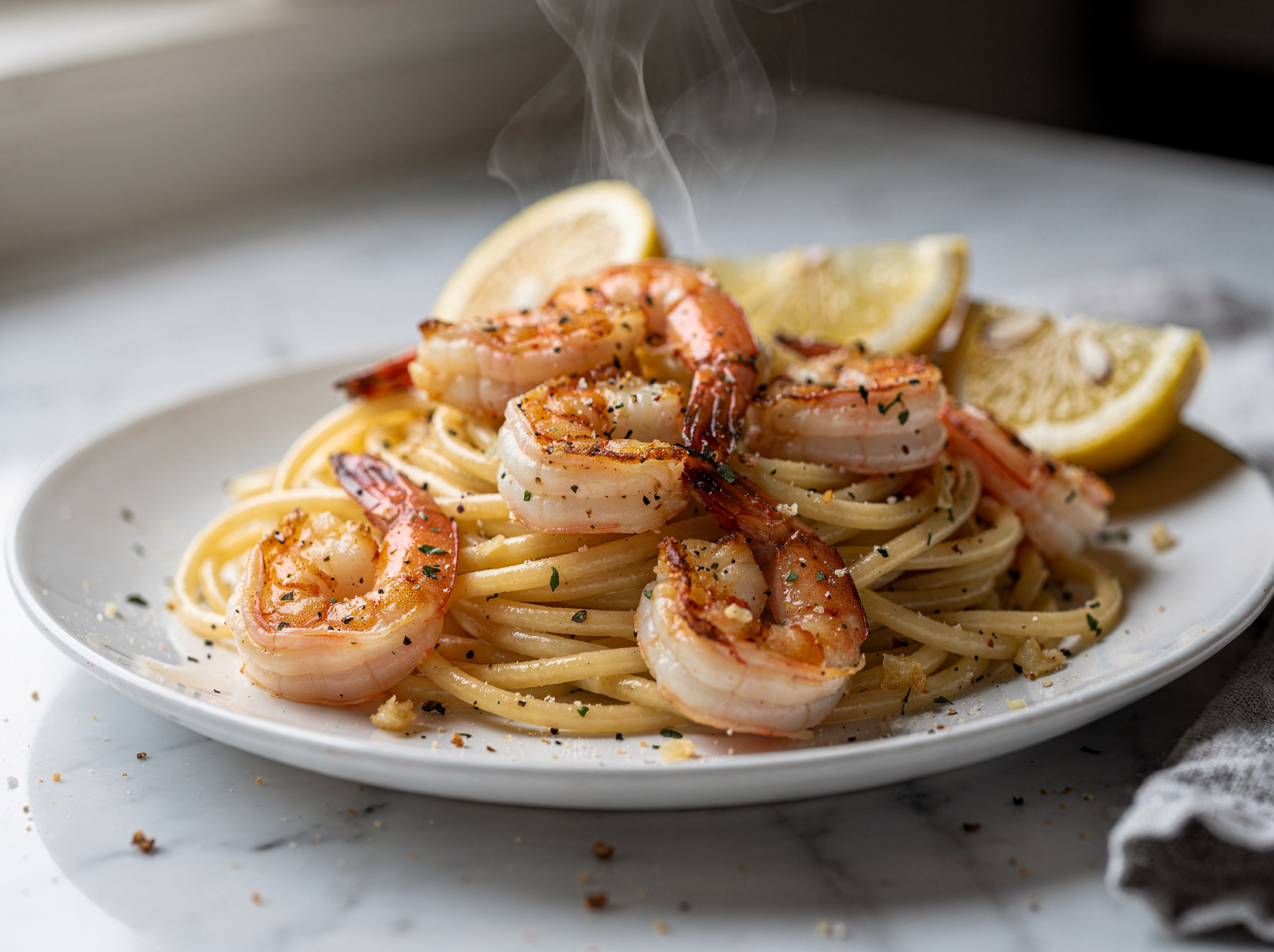 Finish with shrimp and lemon